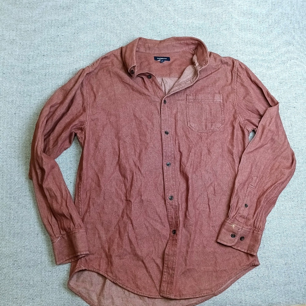 Croft & Barrow Button Down Shirt Mens M Terracotta Excellent Cotton Long Sleeve